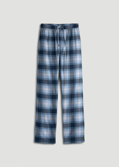 Flannel Pajama Pants for Tall Men in Blue and White Plaid