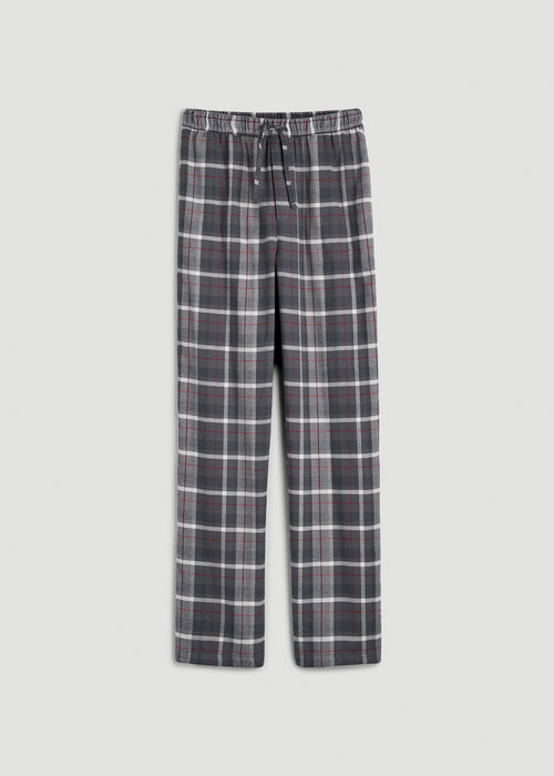 Flannel Pajama Pants for Tall Men in Grey Plaid