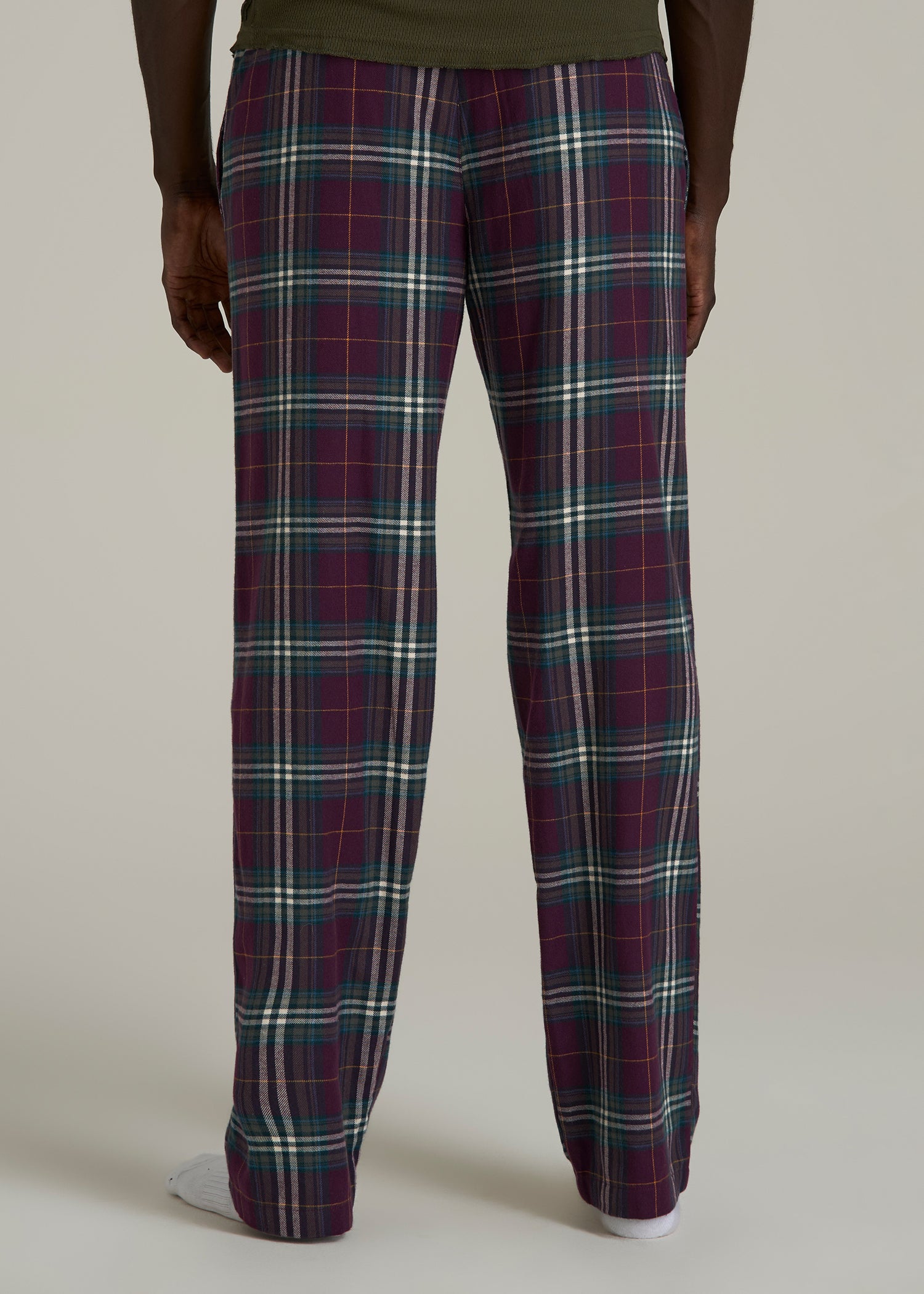 Flannel Pajama Pants for Tall Men in Maroon Plaid