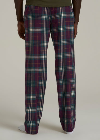 Flannel Pajama Pants for Tall Men in Maroon Plaid