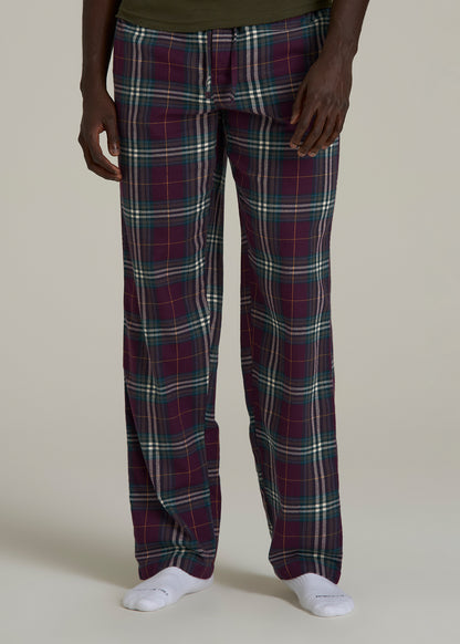 Flannel Pajama Pants for Tall Men in Maroon Plaid