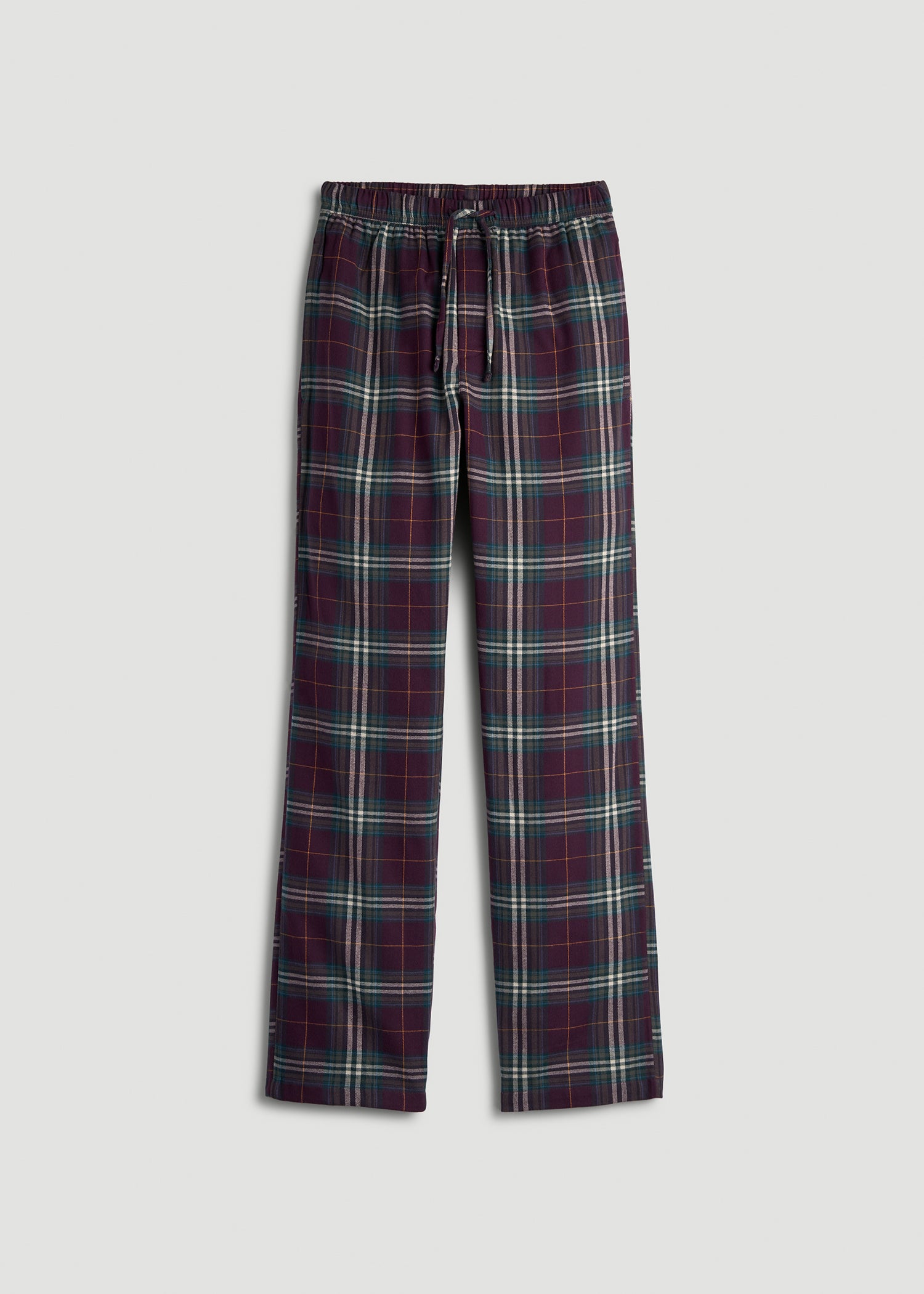 Flannel Pajama Pants for Tall Men in Maroon Plaid