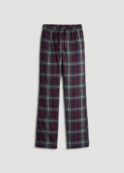 Flannel Pajama Pants for Tall Men in Maroon Plaid