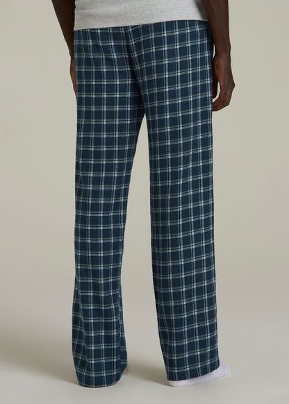 Flannel Pajama Pants for Tall Men in Navy Windowpane