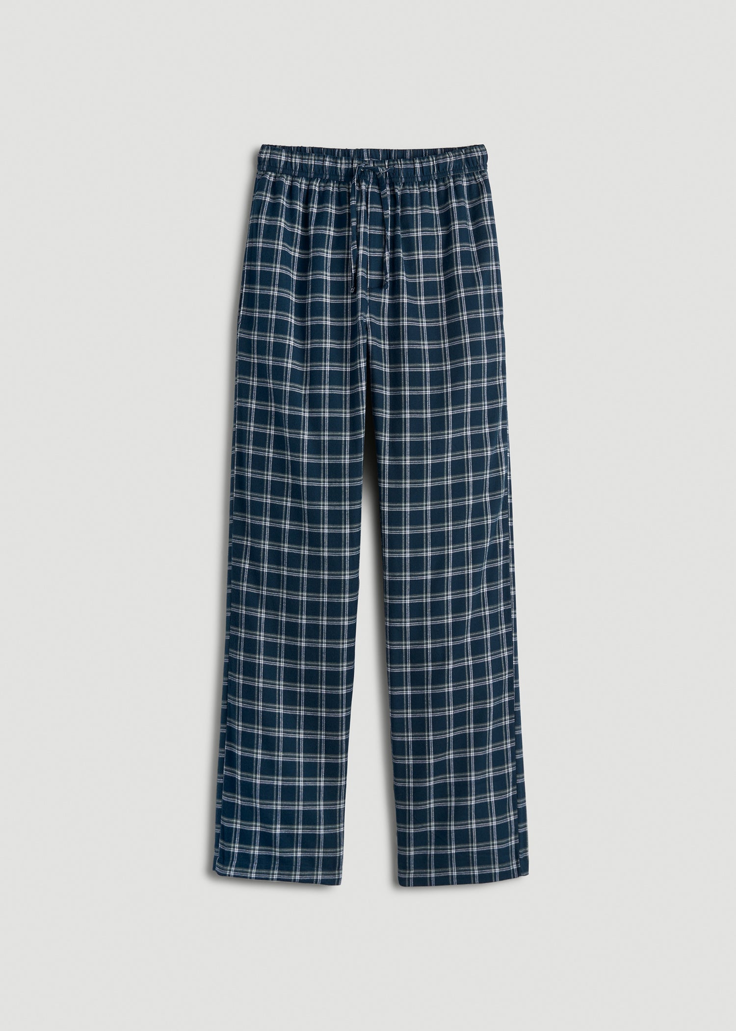 Flannel Pajama Pants for Tall Men in Navy Windowpane