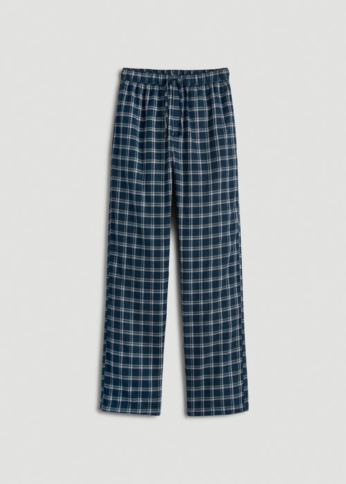 Flannel Pajama Pants for Tall Men in Navy Windowpane