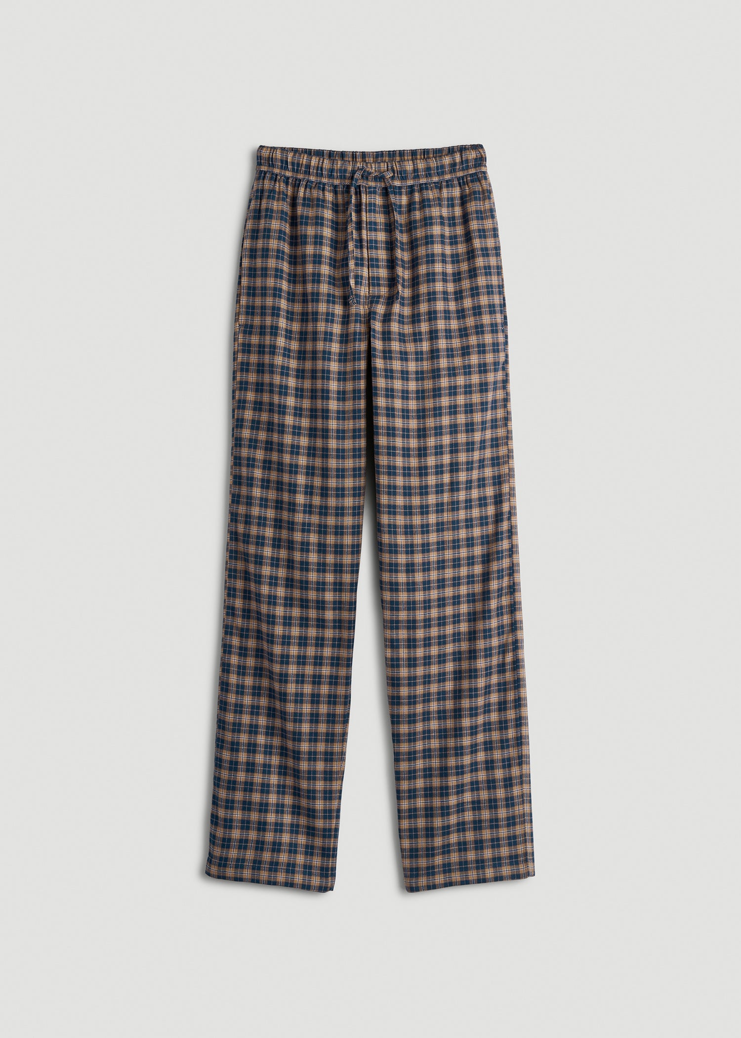 Flannel Pajama Pants for Tall Men in Navy and Woodsmoke Check