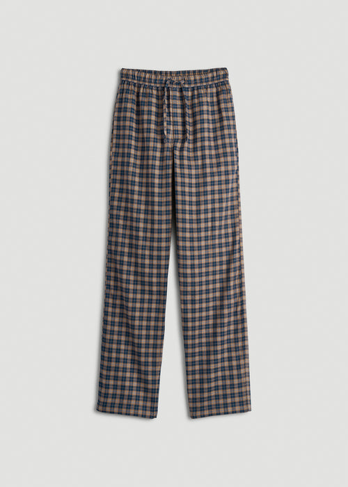 Flannel Pajama Pants for Tall Men in Navy and Woodsmoke Check