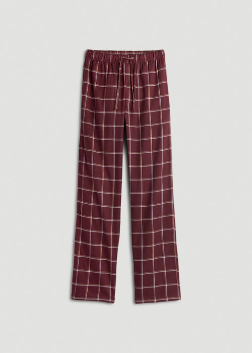 Flannel Pajama Pants for Tall Men in Wine Windowpane