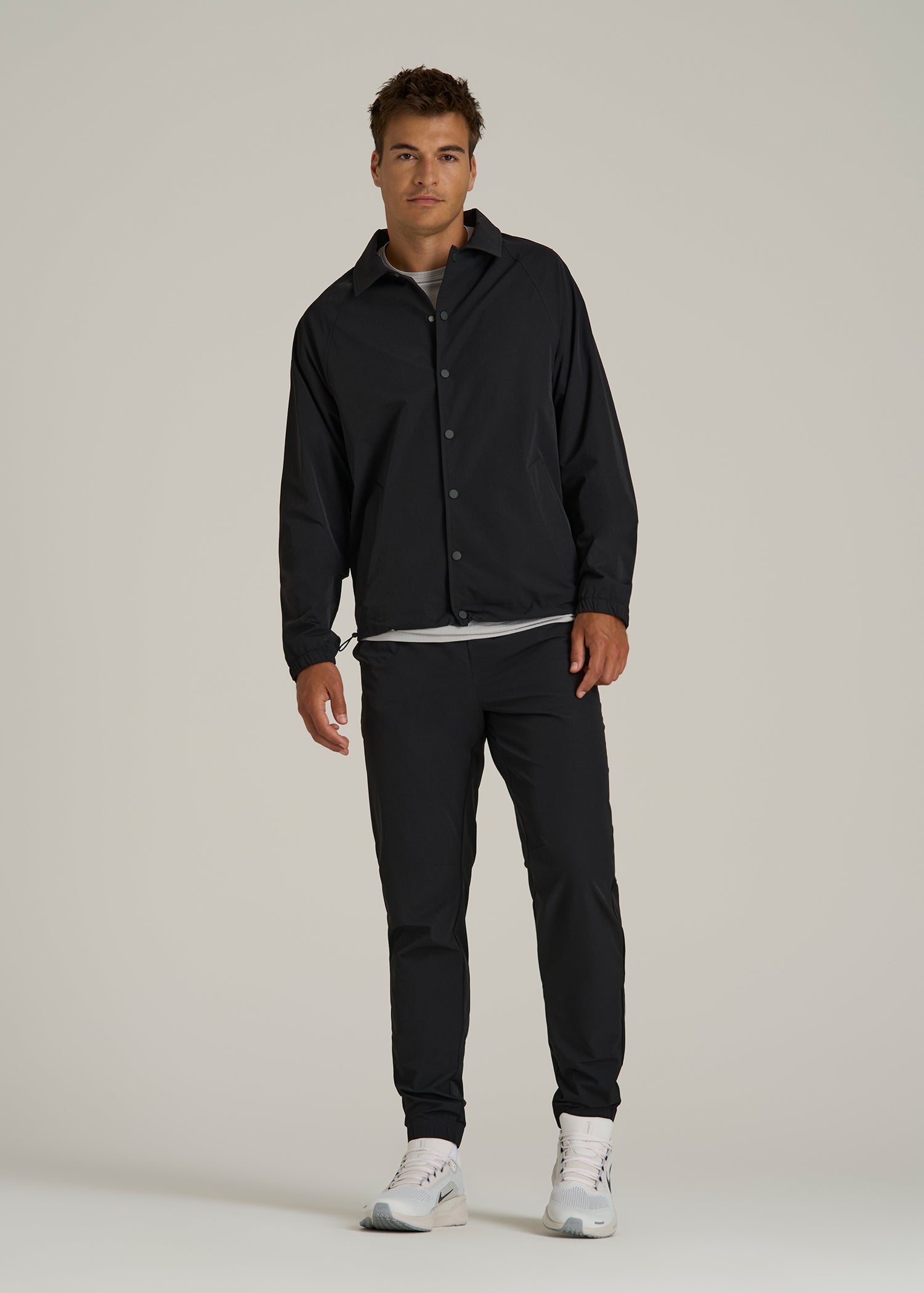 Flex Nylon Coach's Jacket for Tall Men in Black