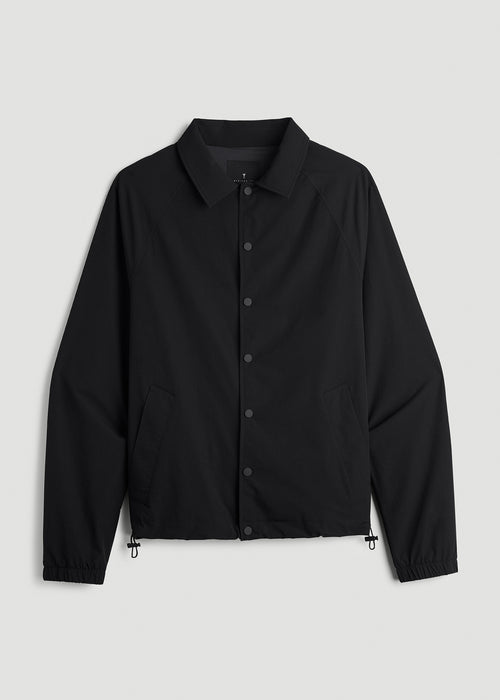 Flex Nylon Collared Jacket for Tall Men in Black