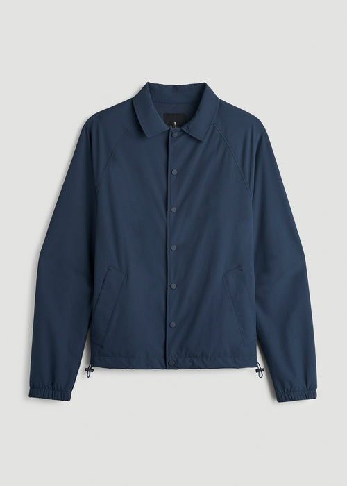 Flex Nylon Collared Jacket for Tall Men in Navy Blue