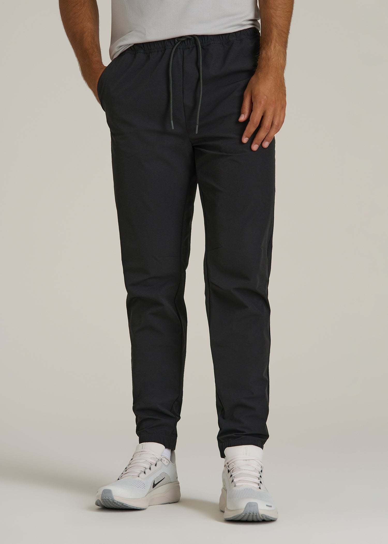 Flex Nylon Joggers for Tall Men in Black
