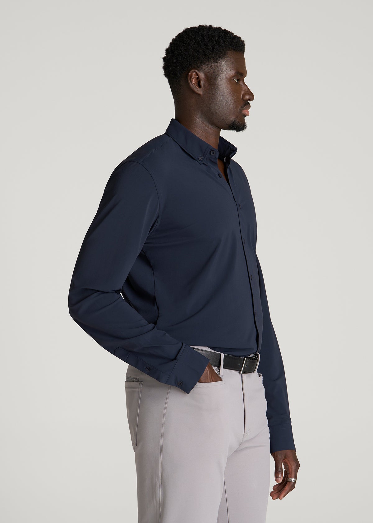 Flex Tech Dress Shirt for Tall Men in Royal Navy