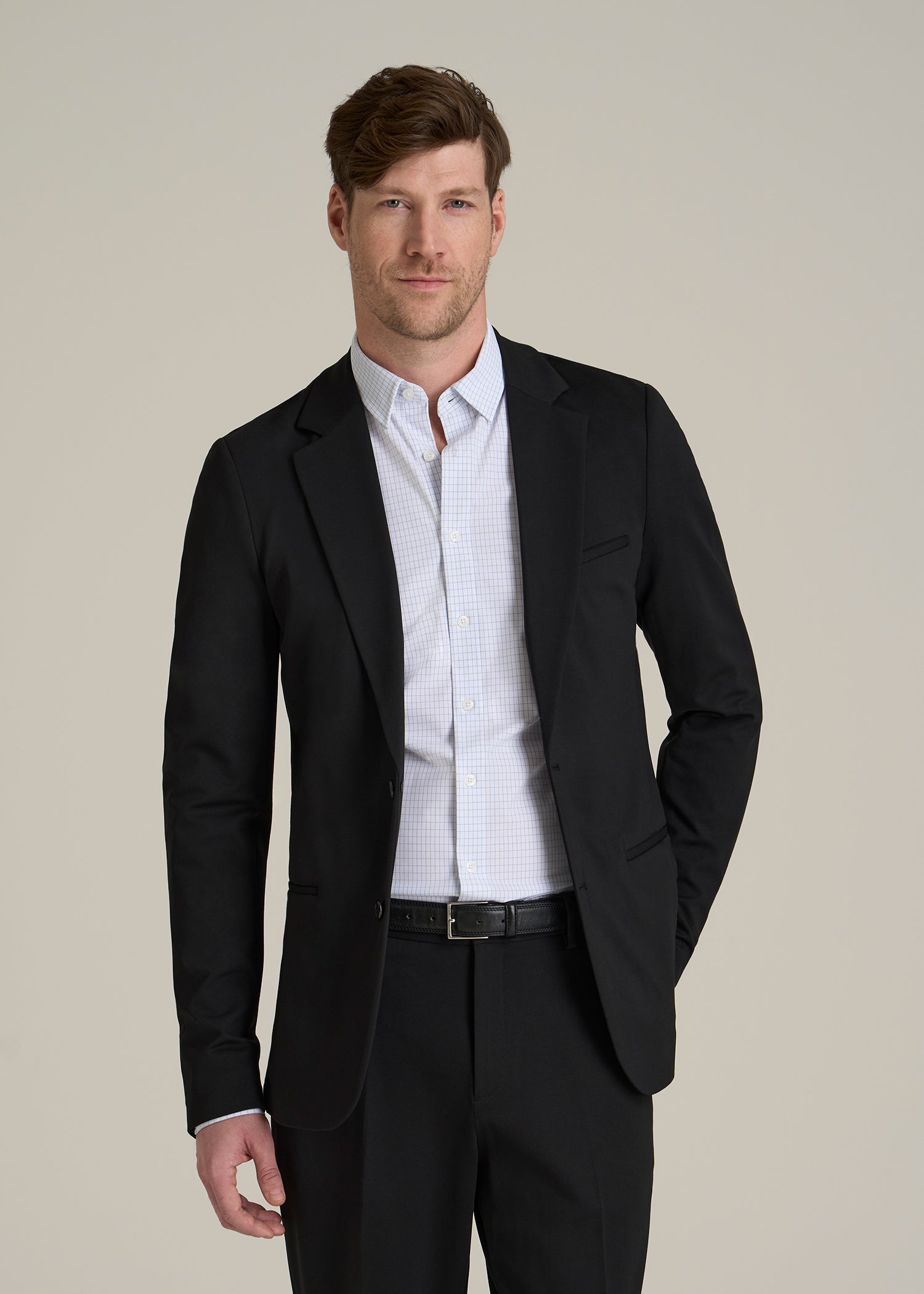 Flex Tech Suit Jacket for Tall Men in Black