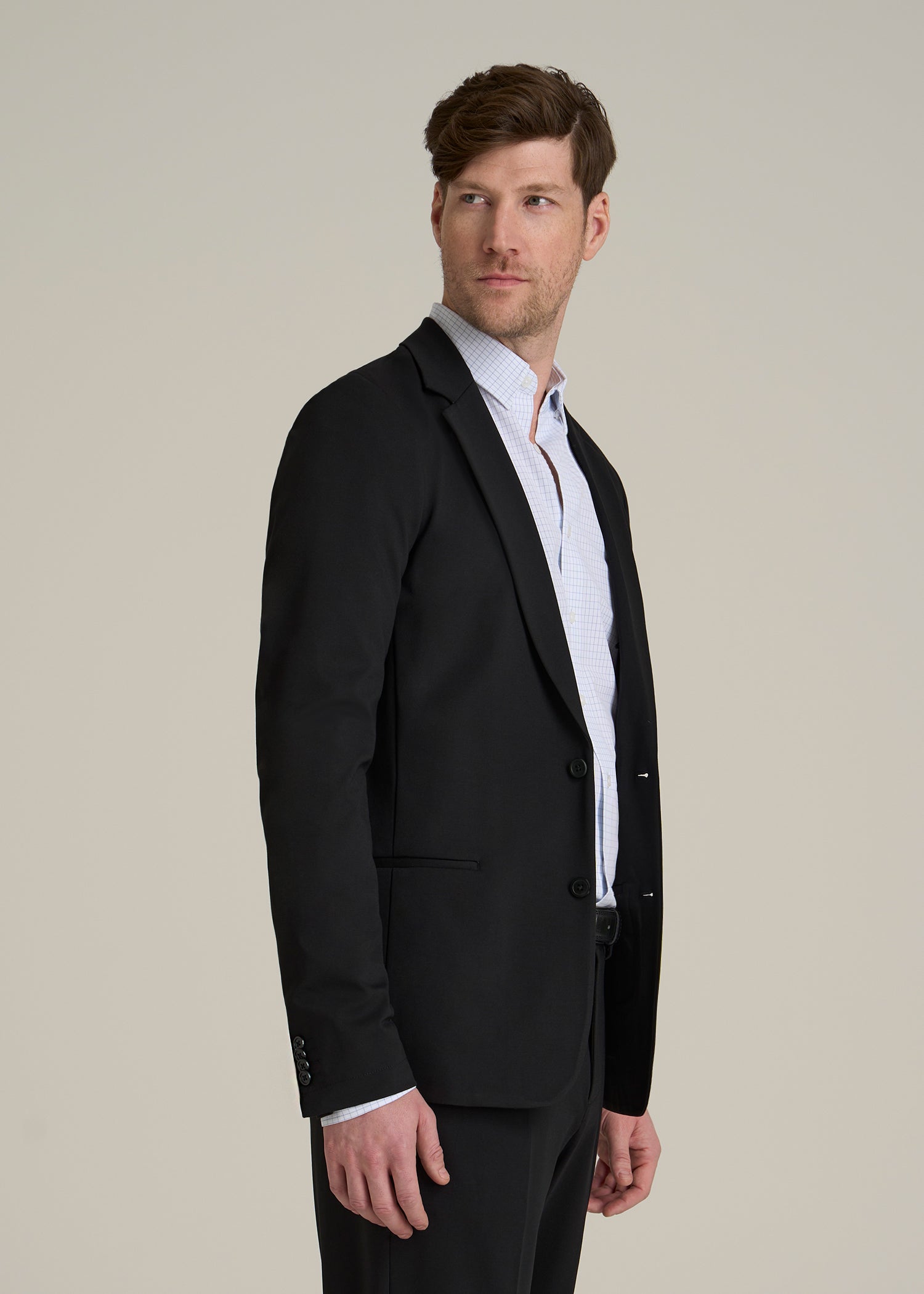 Flex Tech Suit Jacket for Tall Men in Black