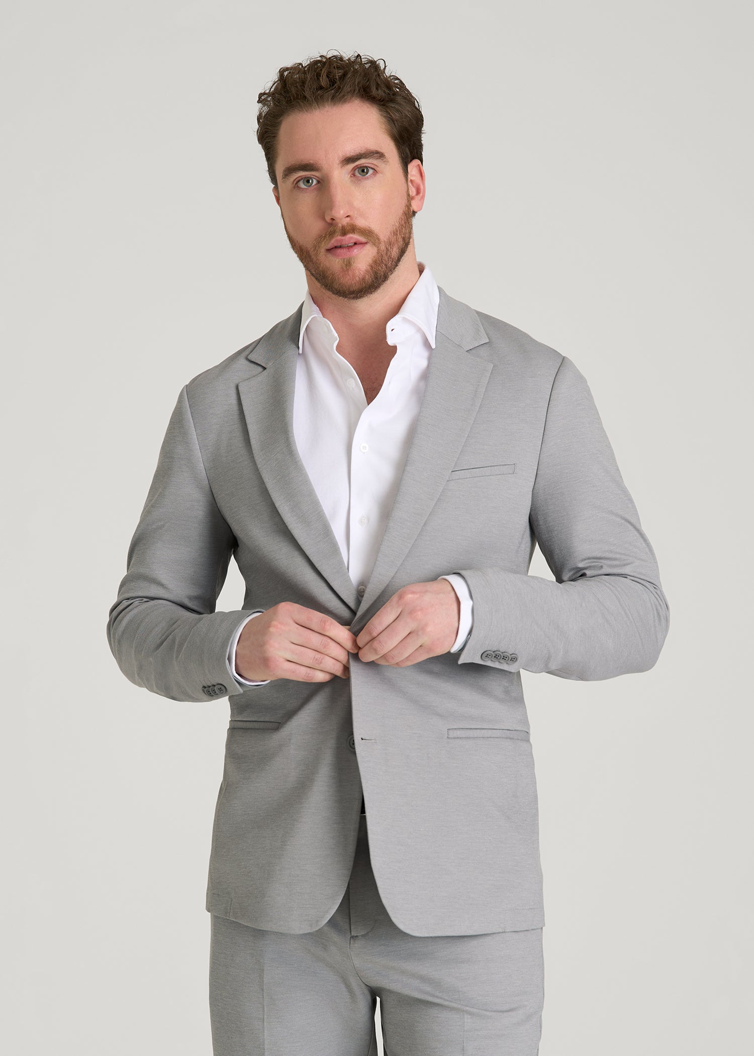 Flex Tech Suit Jacket for Tall Men in Ice Grey Nailhead