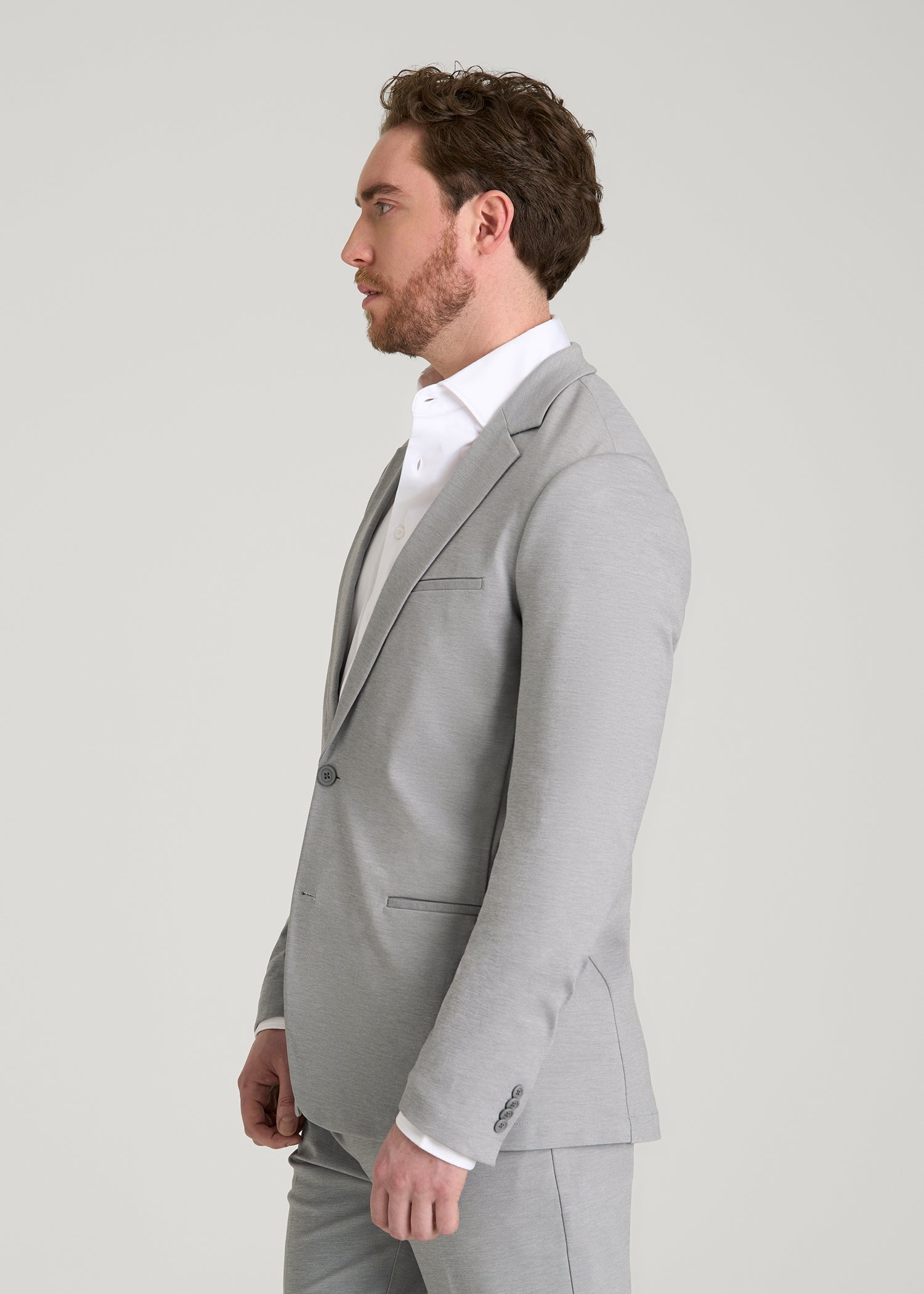 Flex Tech Suit Jacket for Tall Men in Ice Grey Nailhead