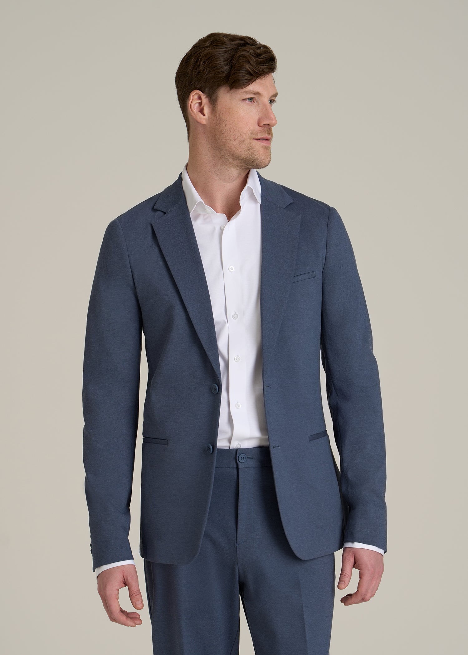 Flex Tech Suit Jacket for Tall Men in Medium Blue Nailhead