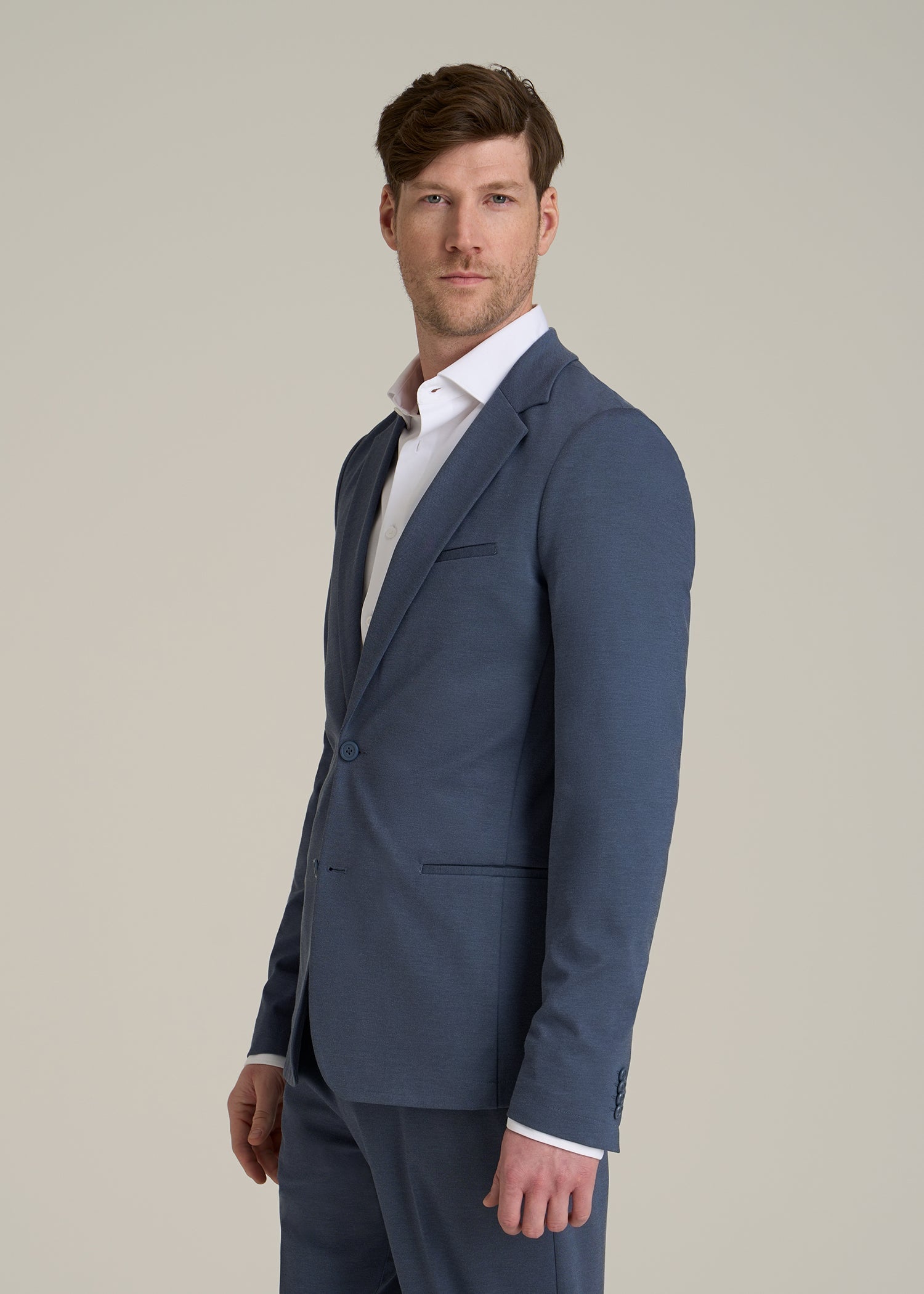 Flex Tech Suit Jacket for Tall Men in Medium Blue Nailhead
