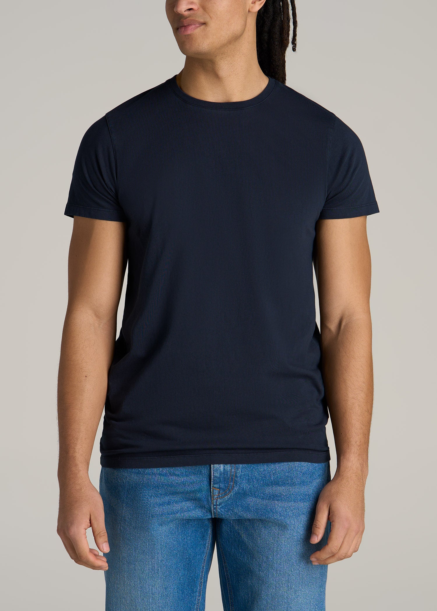 MODERN-FIT Garment Dyed Cotton Men’s Tall T-Shirt in Evening Blue