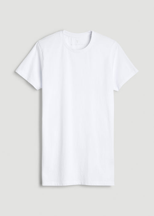 Modern Fit Garment Dyed Cotton T-Shirt for Tall Men in White