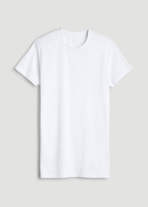 Modern Fit Garment Dyed Cotton T-Shirt for Tall Men in White