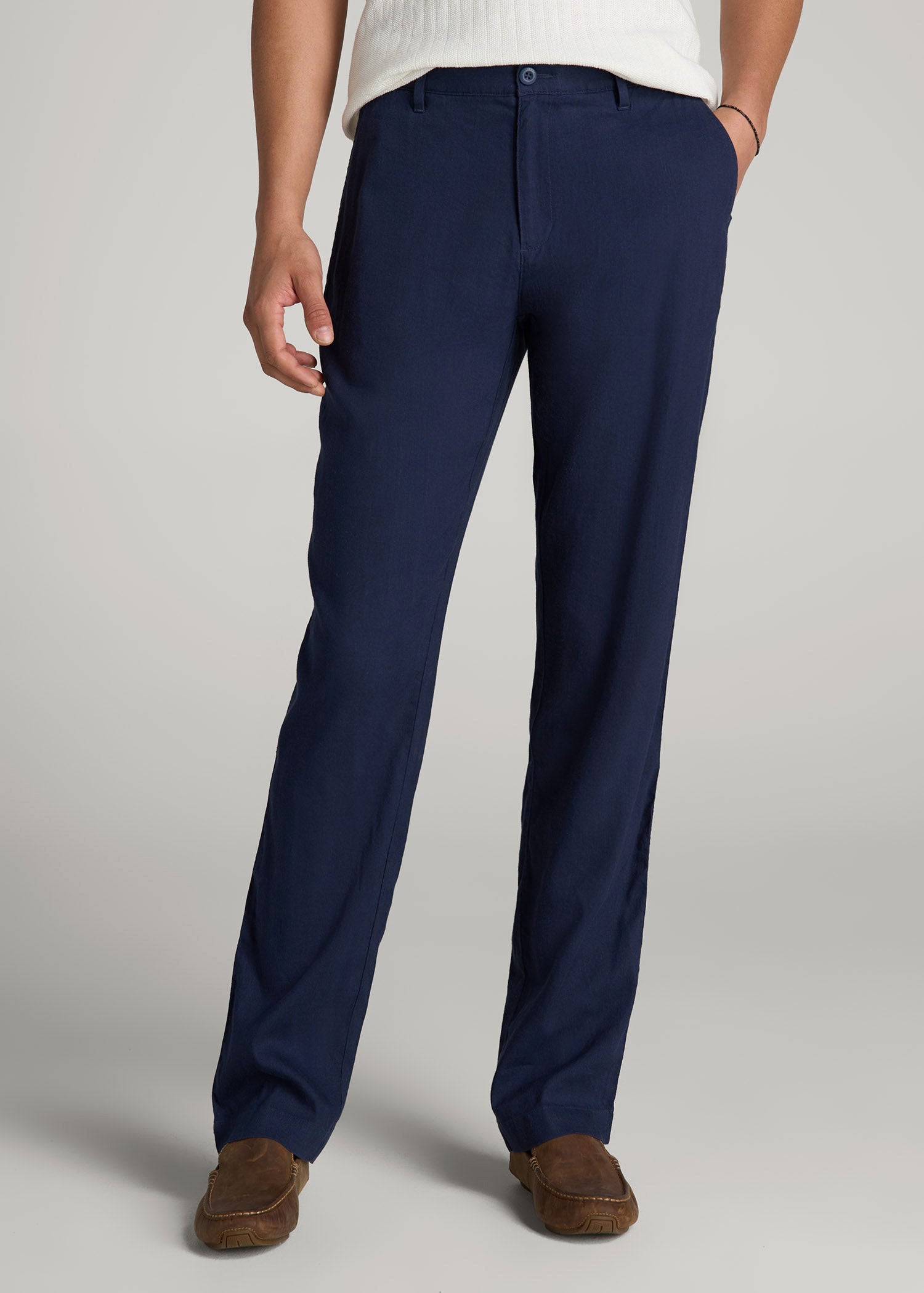 Garment Dyed Linen Casual Pants for Tall Men in Summer Blue 42 / 40 / Summer Blue Garment Dyed Linen Casual Pants for Tall Men in Summer Blue 42 / 40 / Summer Blue