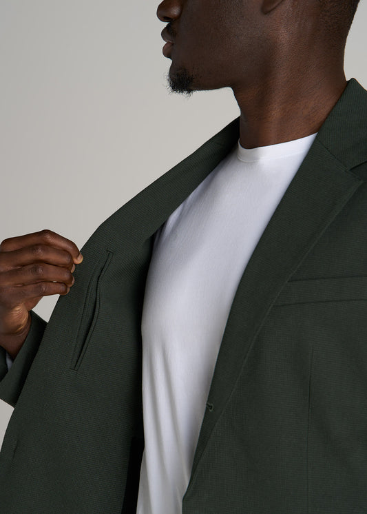 Garment Washed Stretch Chino Tall Blazer in Dark Olive Green