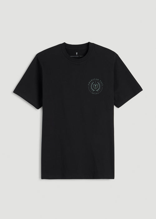 Crest Graphic Tee for Tall Men in Black