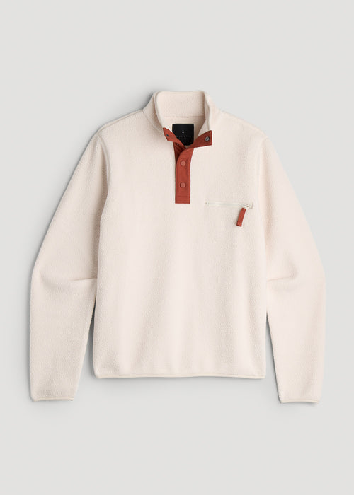 Half Snap Sherpa Sweatshirt for Tall Men in Natural