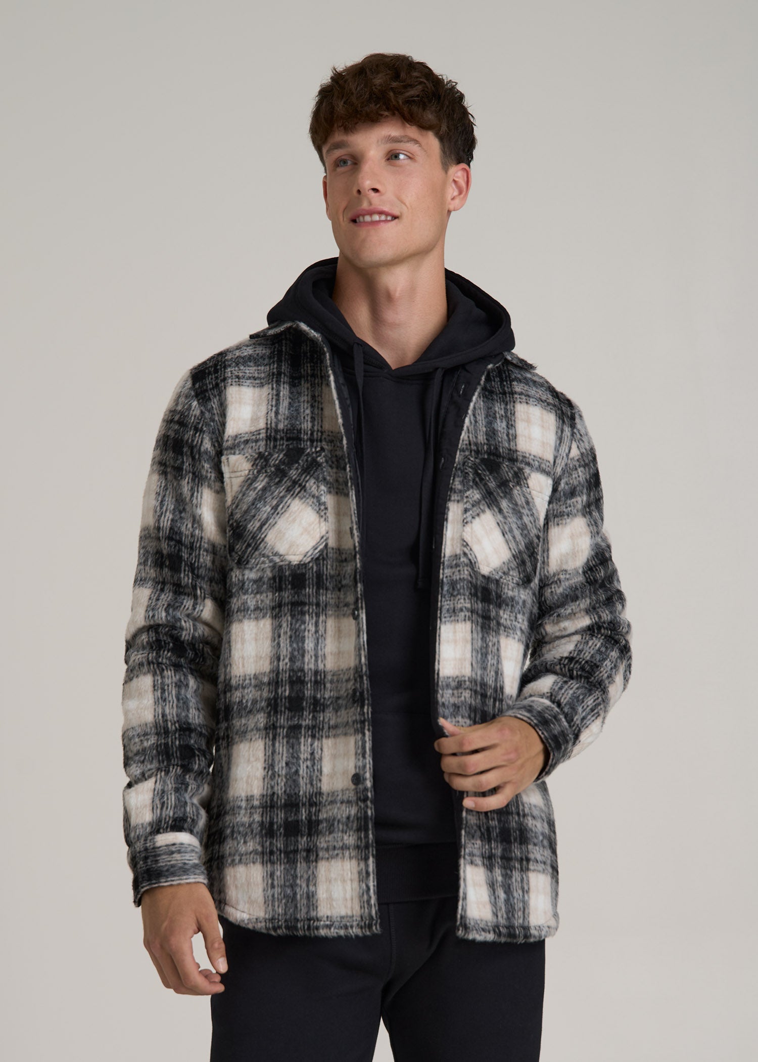 Flannel Overshirt Mens Checked Overshirt Jacket Heavyweight Check