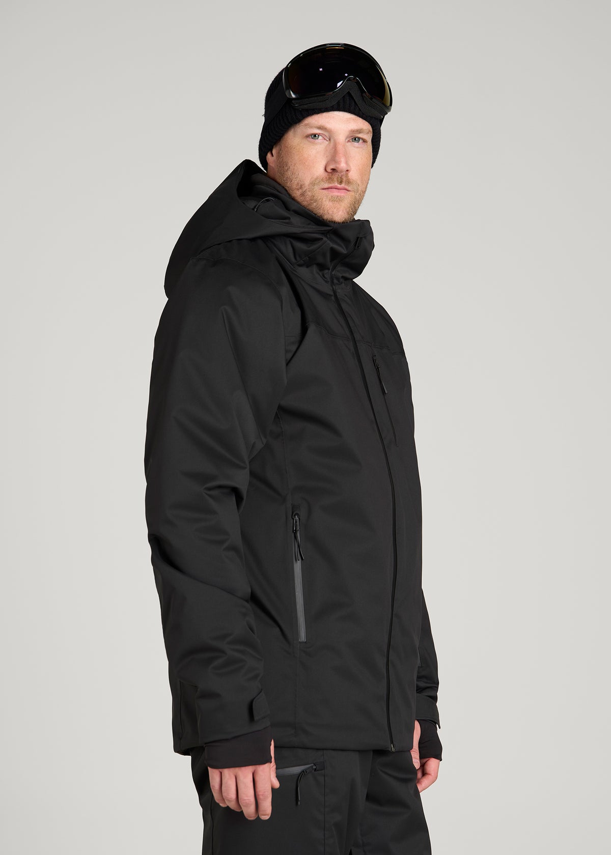 Insulated Ski Jacket for Tall Men in Black
