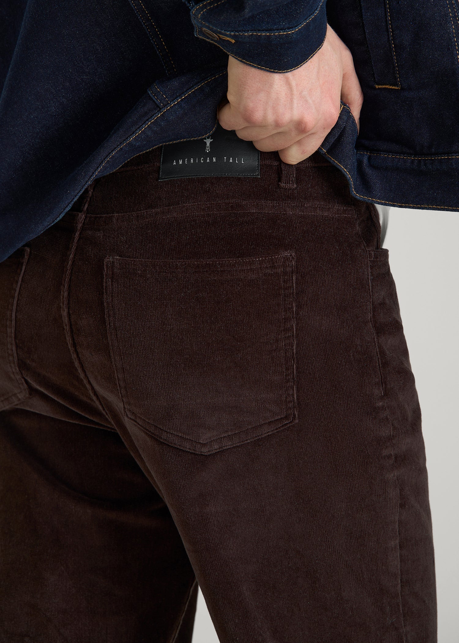 STRAIGHT-LEG Stretch Corduroy Pants for Tall Men in Chocolate