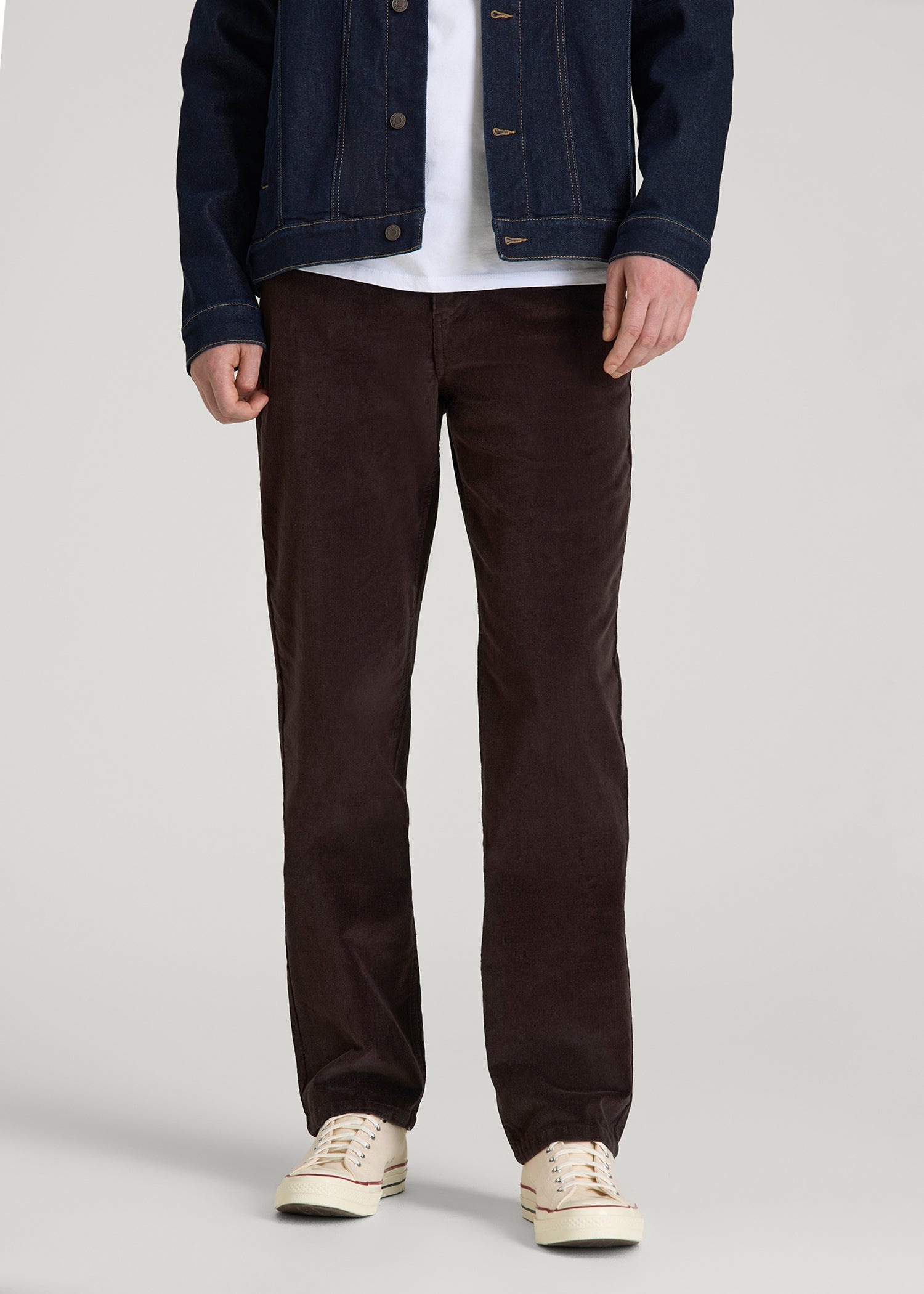 STRAIGHT-LEG Stretch Corduroy Pants for Tall Men in Chocolate