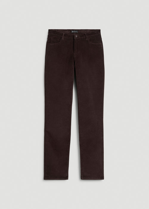 STRAIGHT-LEG Stretch Corduroy Pants for Tall Men in Chocolate