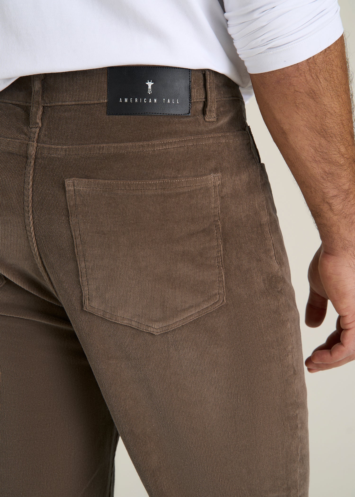 STRAIGHT-LEG Stretch Corduroy Pants for Tall Men in Dark Sand