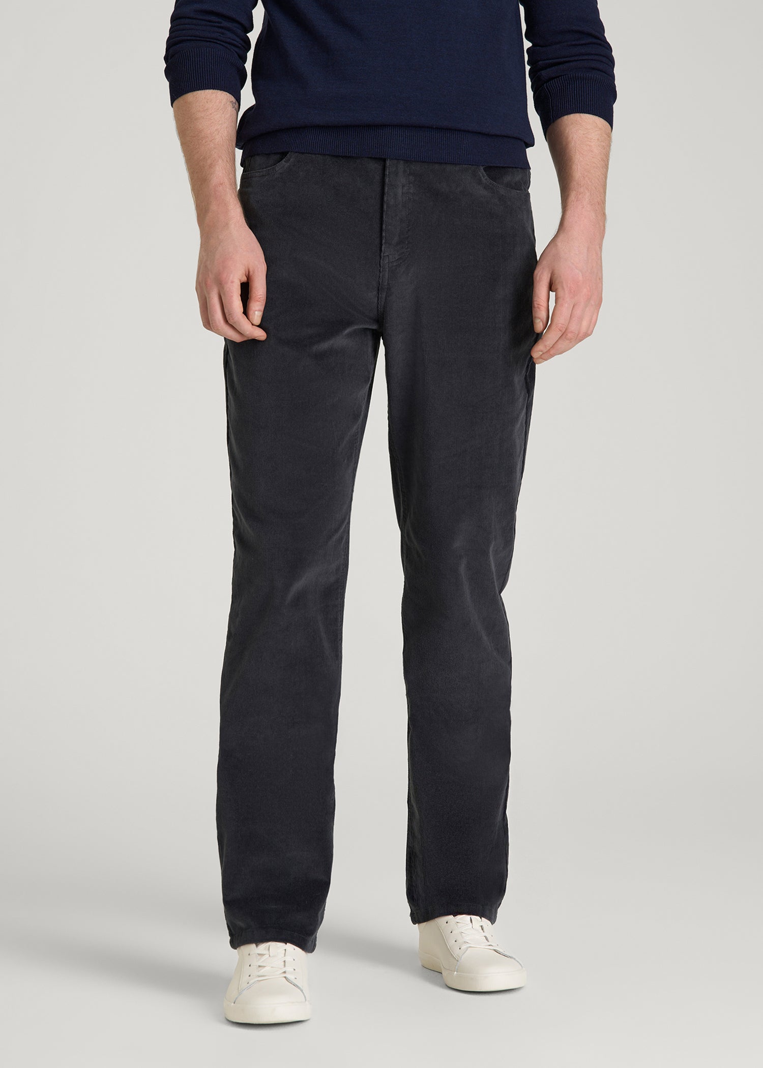 STRAIGHT-LEG Stretch Corduroy Pants for Tall Men in Iron Grey