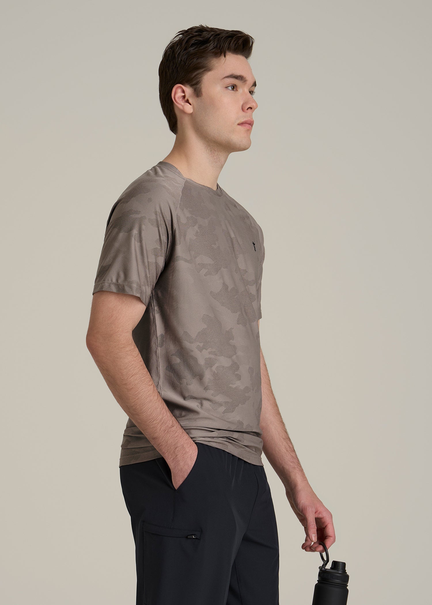 Jacquard Training T-Shirt for Tall Men in Portobello