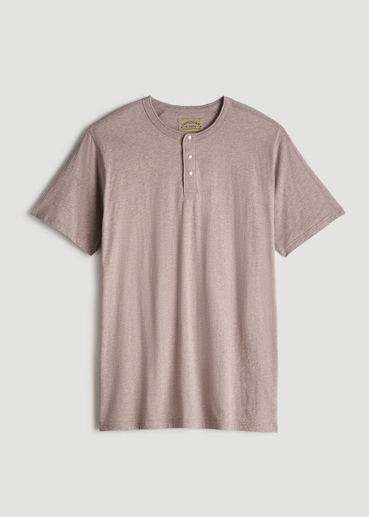 LJ&S REGULAR-FIT Jersey Henley Tee for Tall Men in Heathered Grey