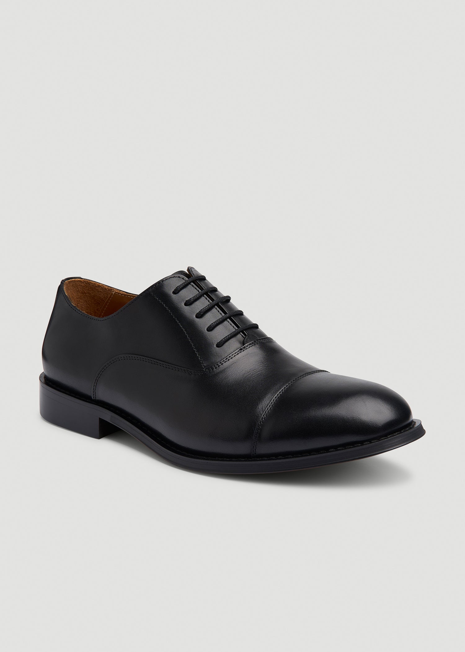 Leather Cap Toe Oxford for Tall Men in Black Leather Cap Toe Oxford for Tall Men in Black