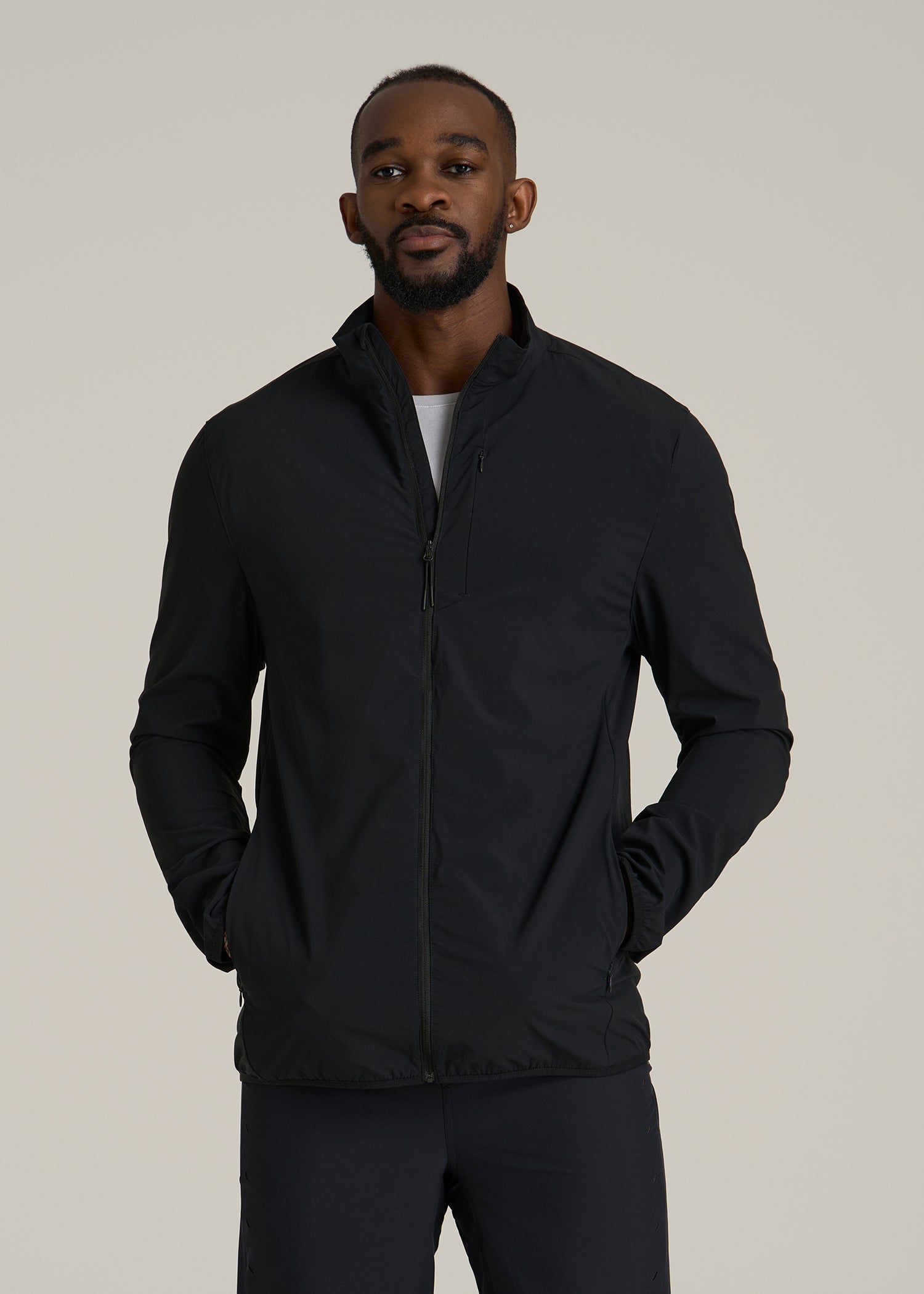 Softshell Jacket for Outdoor Training for Tall Men in Black