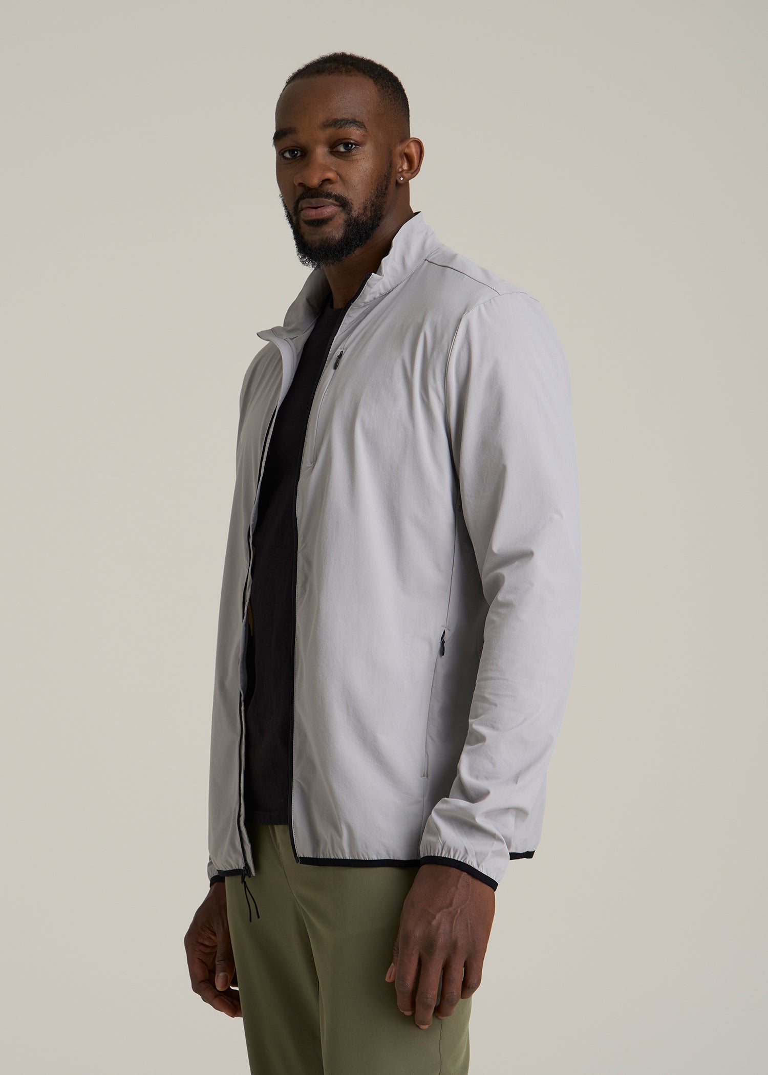 Softshell Jacket for Outdoor Training for Tall Men in Light Grey