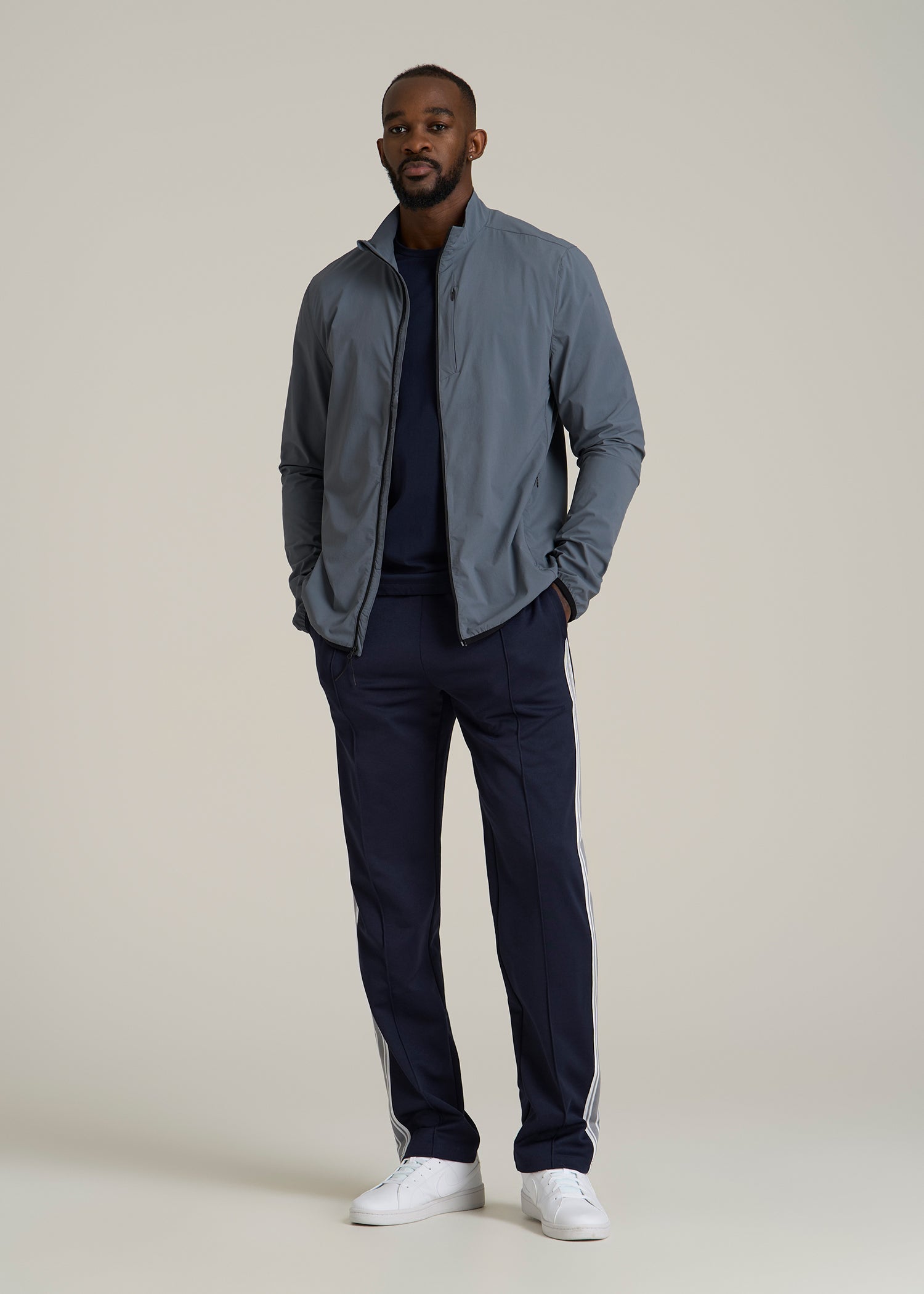 Softshell Jacket for Outdoor Training for Tall Men in Smoky Blue