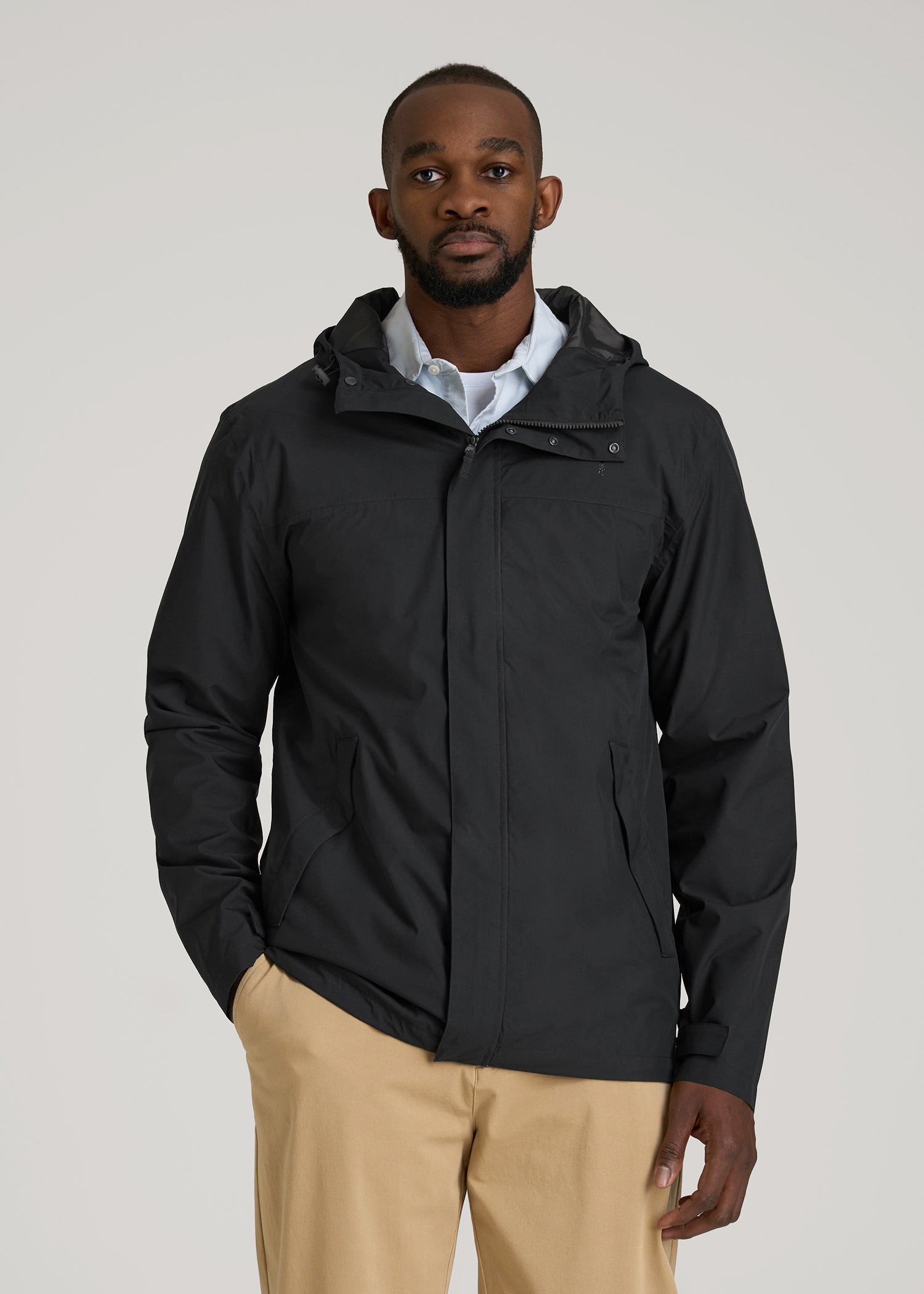 Lightweight Rain Jacket for Tall Men in Black 2XL / Extra Tall / Black