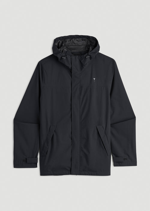 Lightweight Rain Jacket for Tall Men in Black