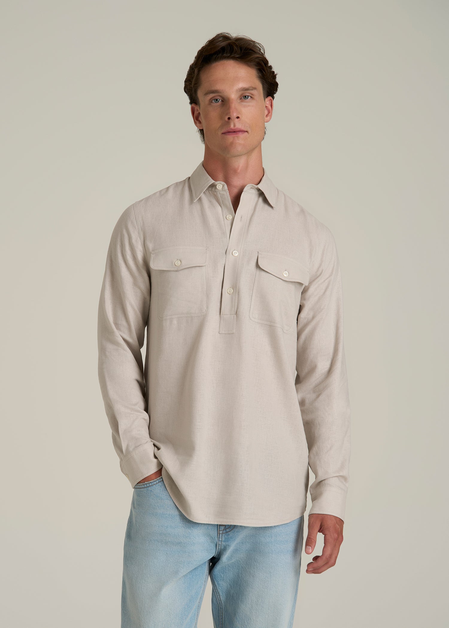 Linen Popover Shirt for Tall Men | American Tall