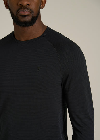 Long Sleeve Vented Training Top for Tall Men in Black