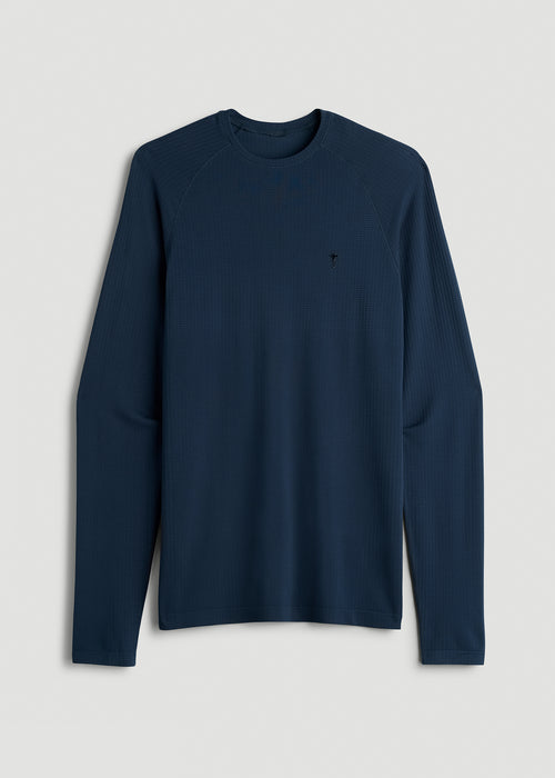 Long Sleeve Vented Performance Top for Tall Men in Navy Blue