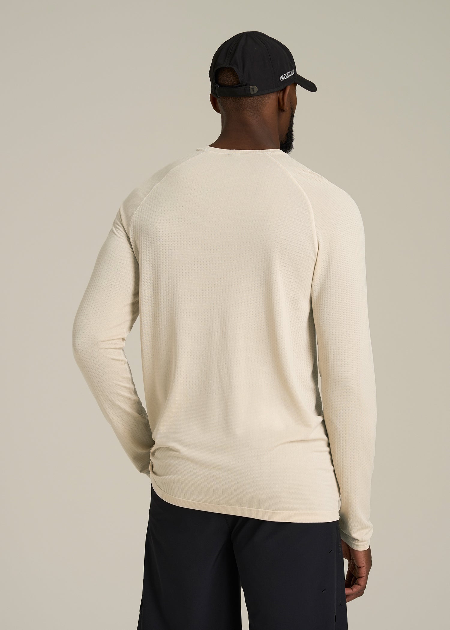 Long Sleeve Vented Training Top for Tall Men in Vanilla Latte